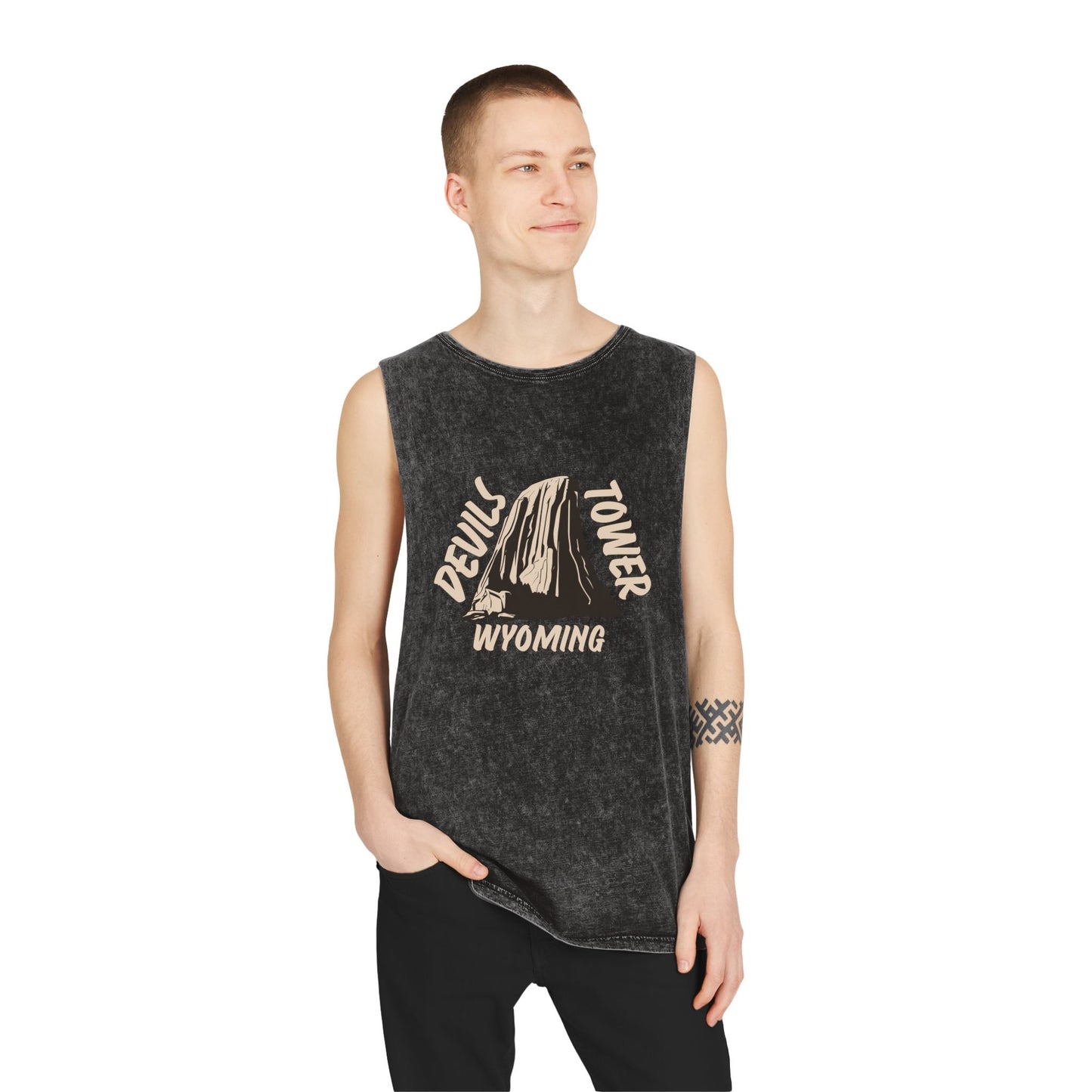 Devils Tower Unisex Stonewash Tank Top