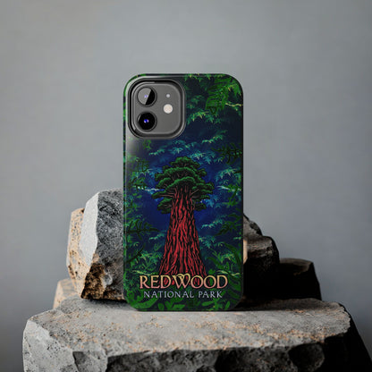 Phone case with Redwood National Park design on a gray background