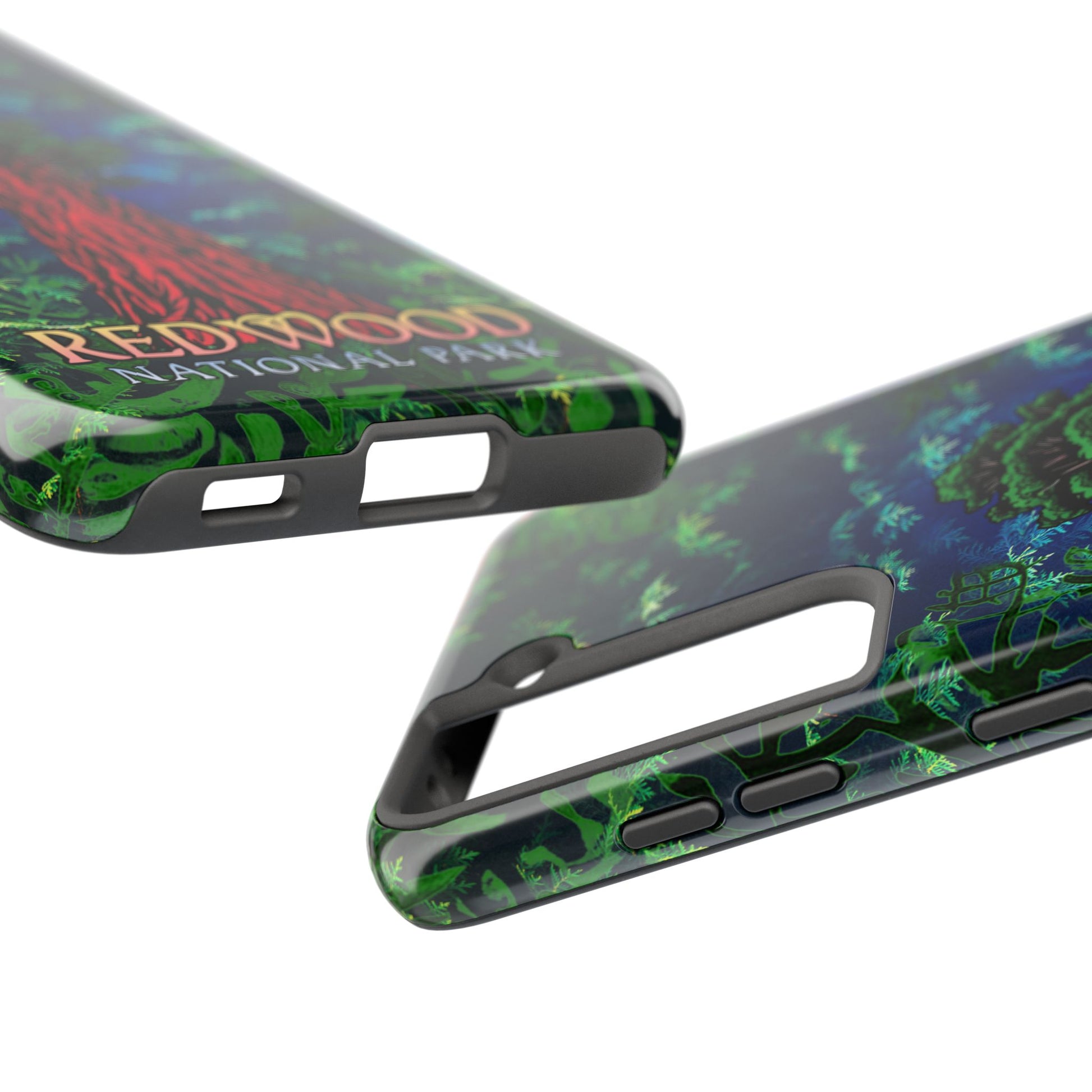 Phone case with Redwood National Park design on a white background
