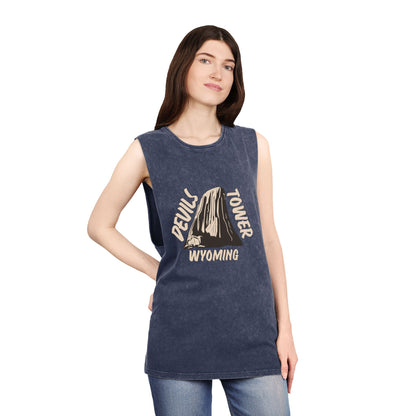 Devils Tower Unisex Stonewash Tank Top