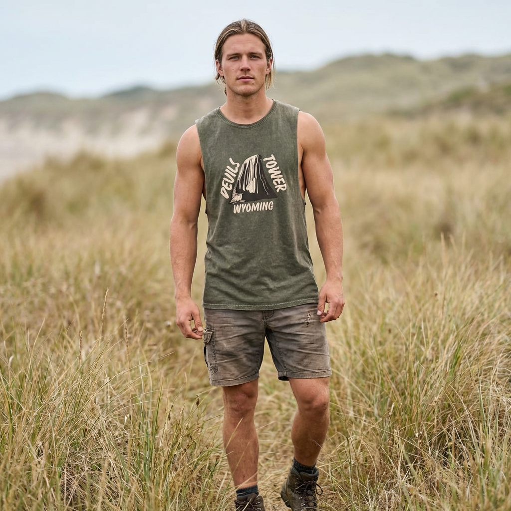 Devils Tower Unisex Stonewash Tank Top