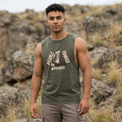 Devils Tower Unisex Stonewash Tank Top
