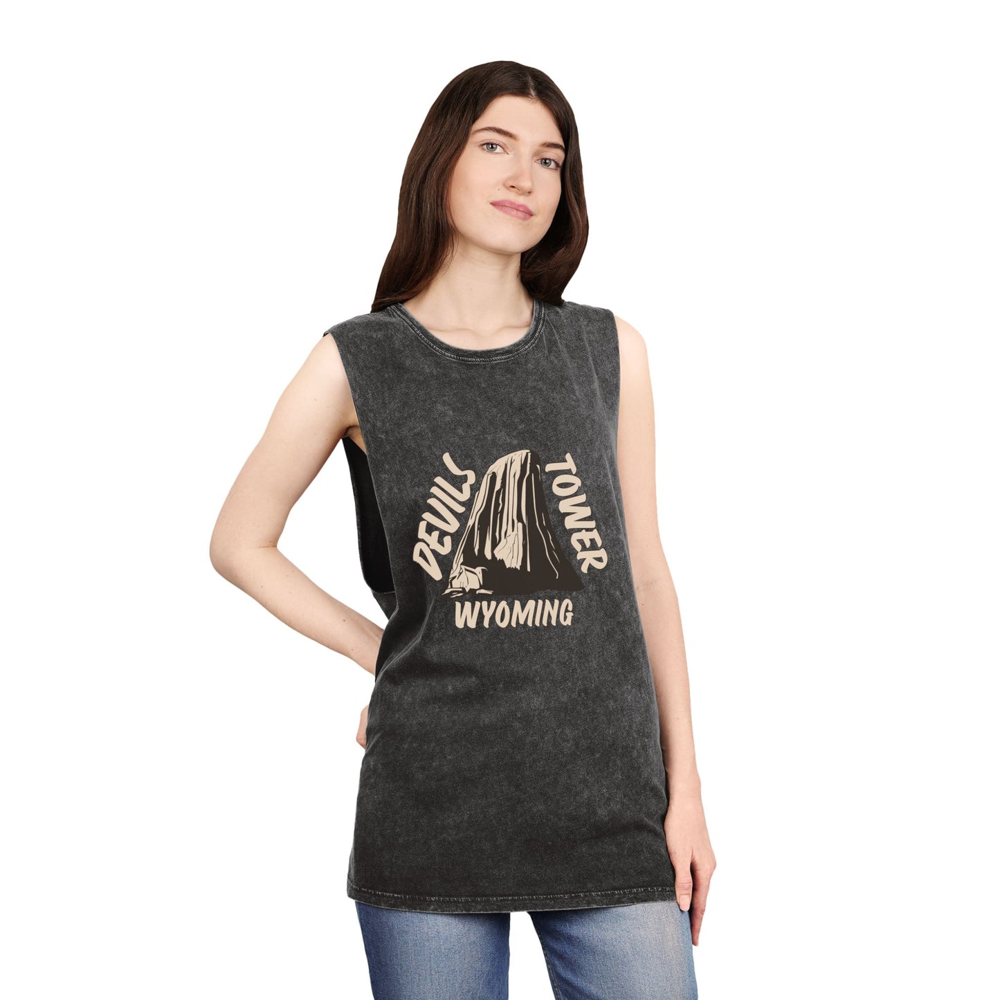 Devils Tower Unisex Stonewash Tank Top