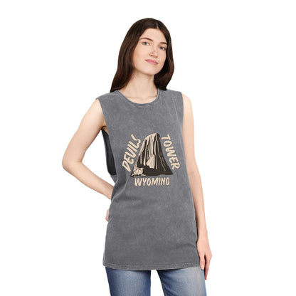 Devils Tower Unisex Stonewash Tank Top