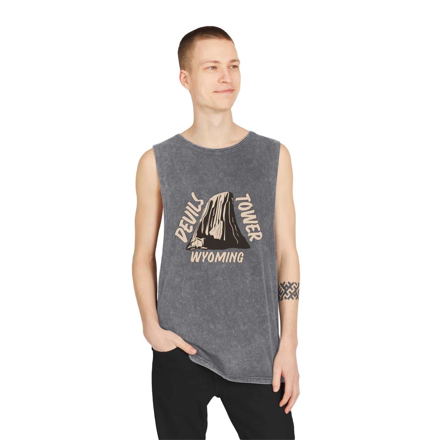 Devils Tower Unisex Stonewash Tank Top