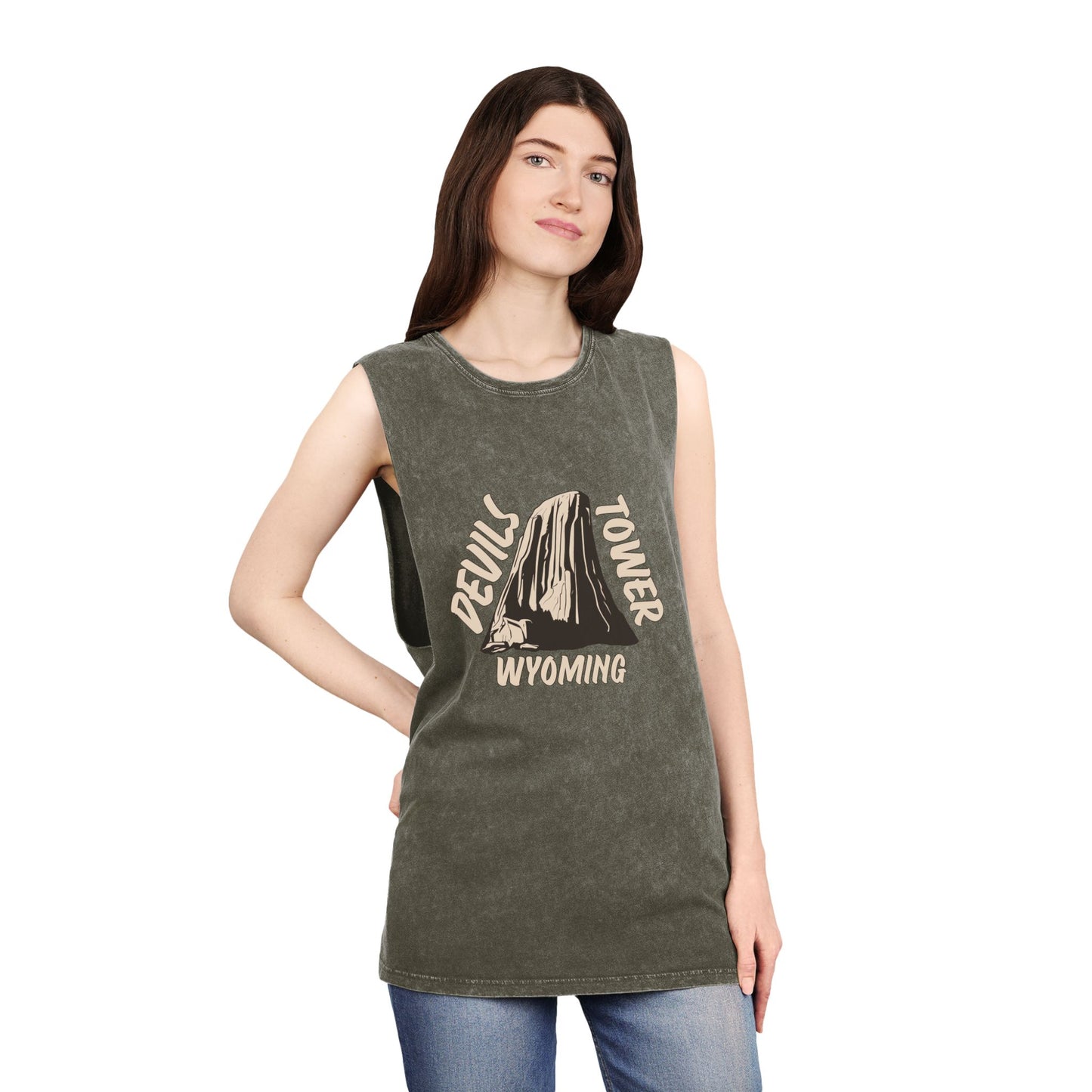 Devils Tower Unisex Stonewash Tank Top