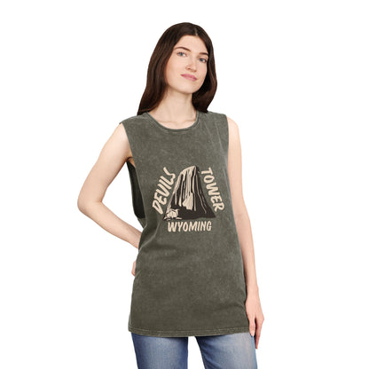 Devils Tower Unisex Stonewash Tank Top