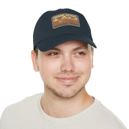 Grand Tetons National Park Dad Hat with Leather Patch
