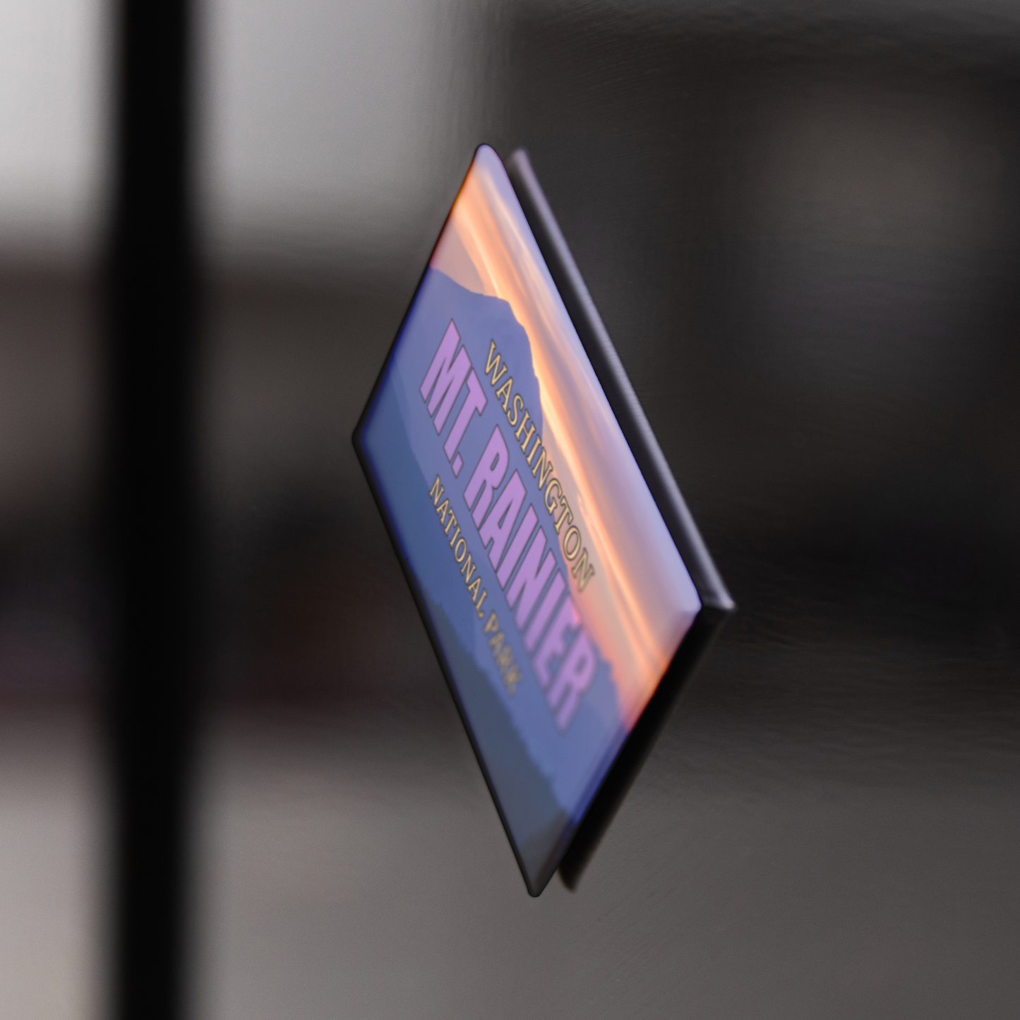 Mount_Rainier_National_Park_Refrigerator_RectangleButtonMagnet_H_BlackFridge_Mockup.png