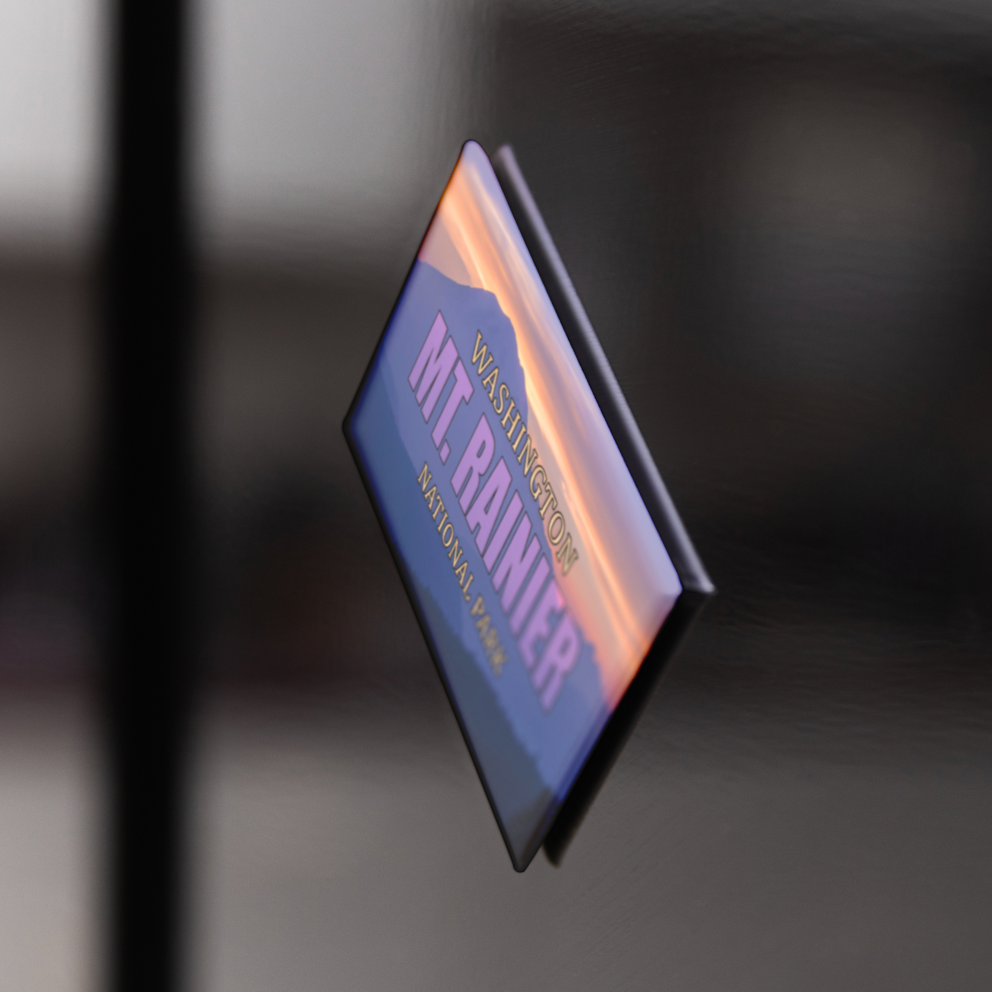 Mount_Rainier_National_Park_Refrigerator_RectangleButtonMagnet_H_BlackFridge_Mockup.png