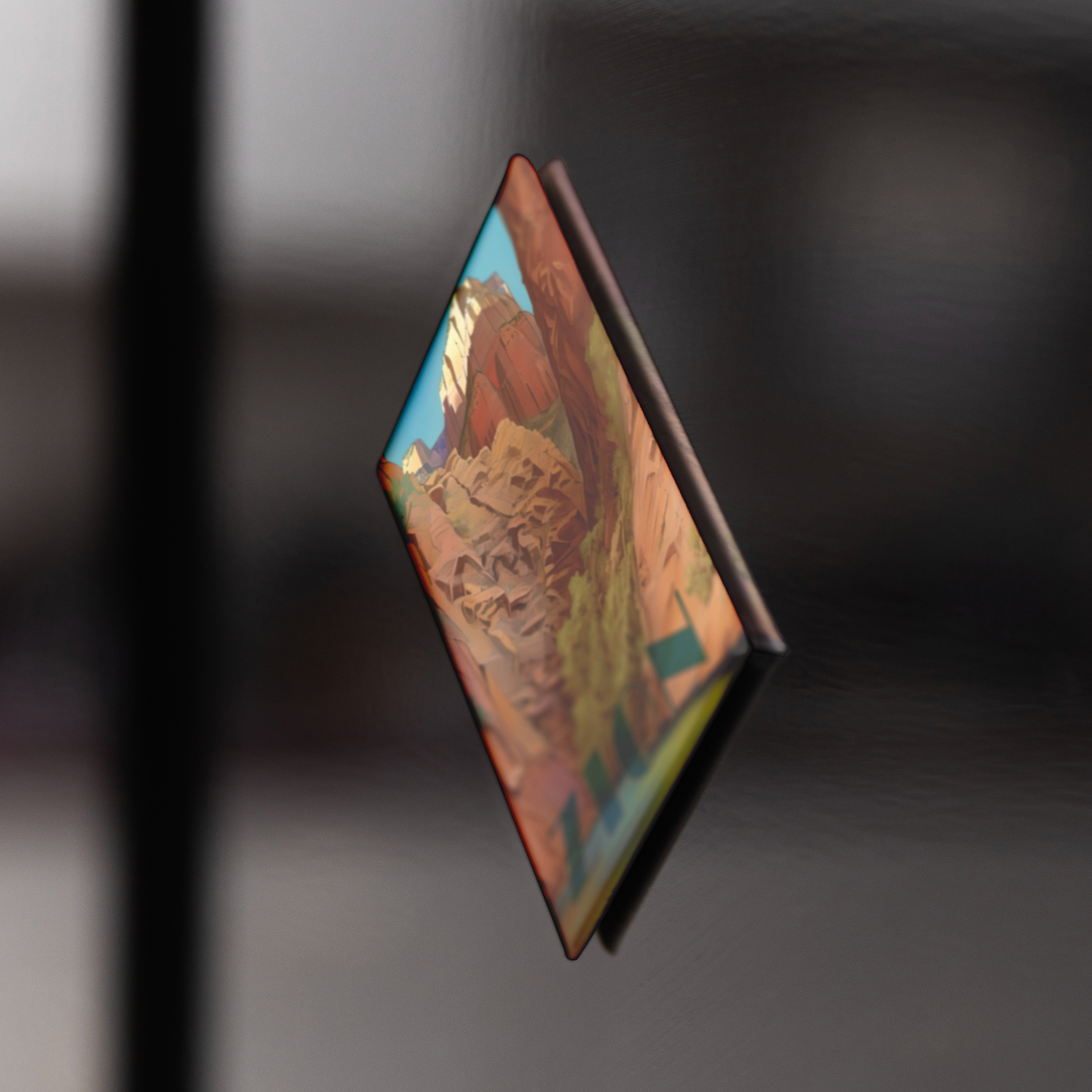 Zion_National_Park_Refrigerator_Magnets_RectangleButtonMagnet_V_BlackFridge_Mockup.png